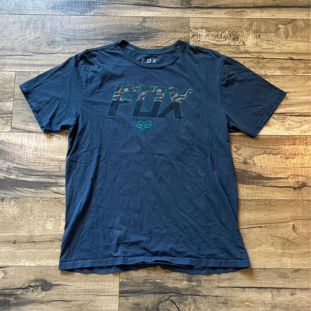 Fox-racing Men's Black and Navy T-shirt